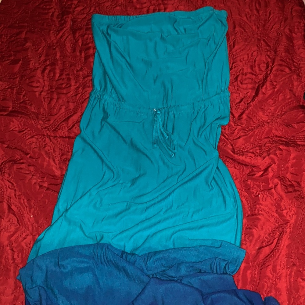Strapless Blue Maxi Dress